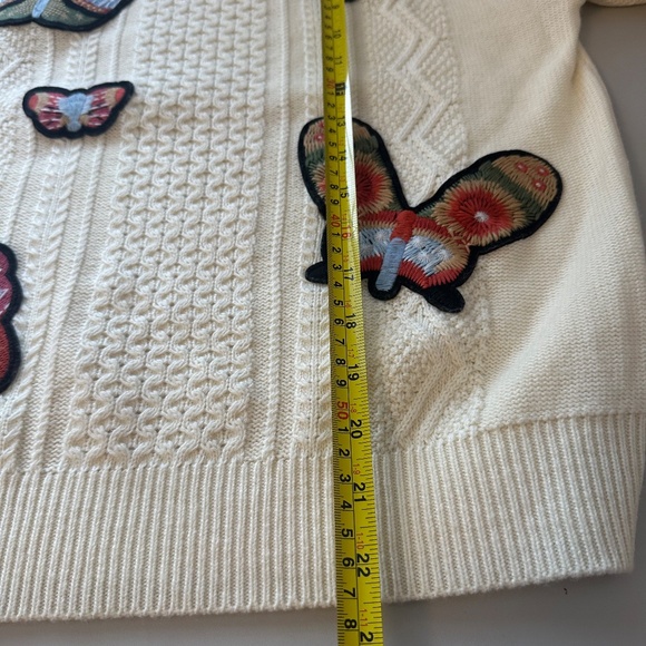 Jamison Ivory Knit Sweater with Butterly Patches | Size Small - Picture 8 of 9